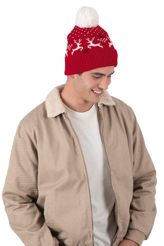 Bonnet de Noël motifs rennes - K-up - 100% acrylique et polyester - Réf: KP512_1