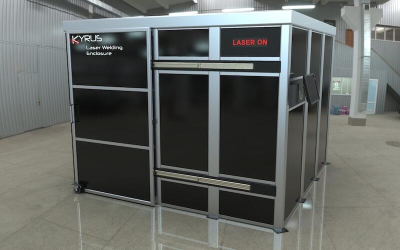 Cabine de soudage laser classe 4 - 4x3m avec porte coulissante_1