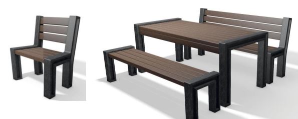 Ensemble pique-nique en plastique recyclé - KIT HYDE PARK - 165 ou 195 cm - Design sobre et contemporain_1