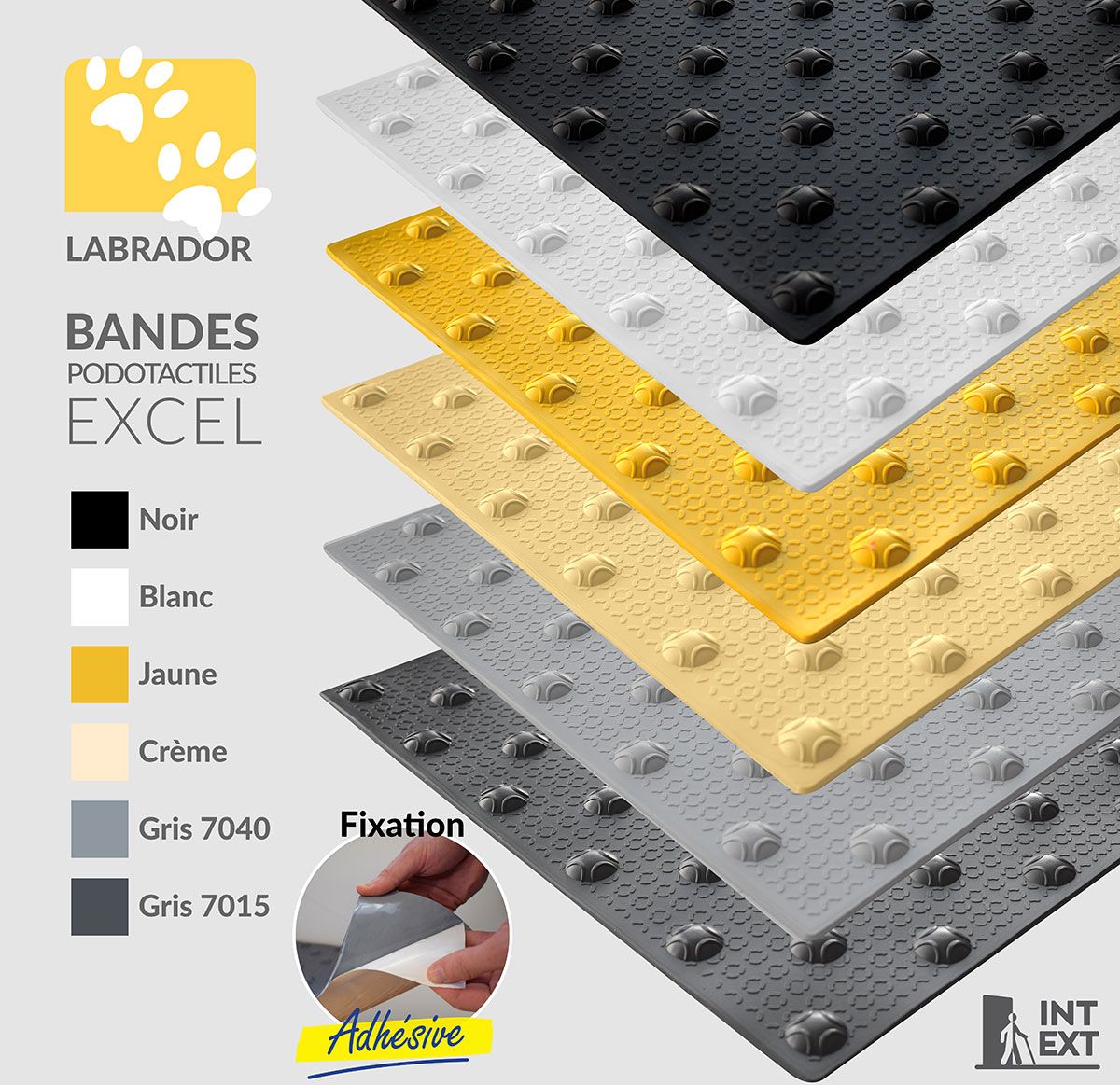 Labrador excel bande podotactile intérieure/extérieure autocollante - oré peinture - dimension 60 x 40 cm_1