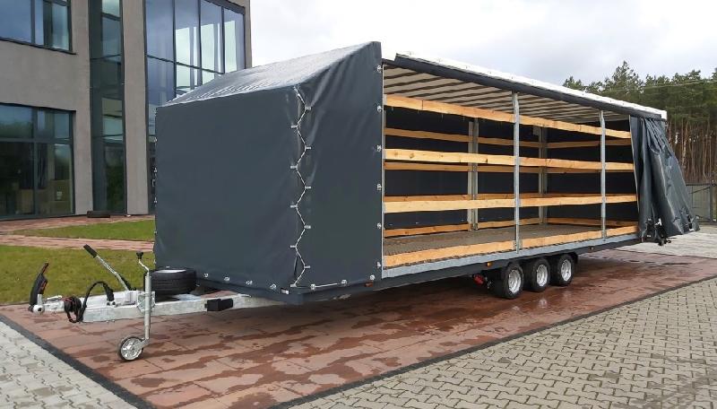 Remorque porte voiture-plateau - Bâche haute 1,80m, 9,00 X 2,30 M, 3500 KG - TA-NO TRIO PREMIUM 35.90_1