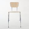 117.42 - Chaises empilables Meubles Gaille SA - empilement par 10 pièces - structure chromée et assise bois contreplaqué_1