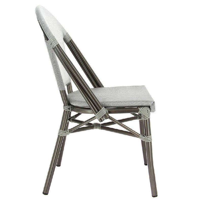 Chaise empilable d'extérieur en aluminium et textylène Biarritz coloris gris_1