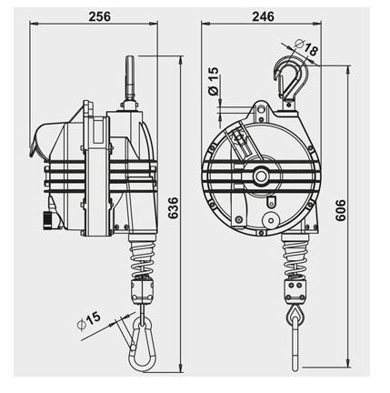 Équilibreur enrouleur 9370g-9371g - câble inox - capacité 75 à 105 kg - course 2000 mm_1