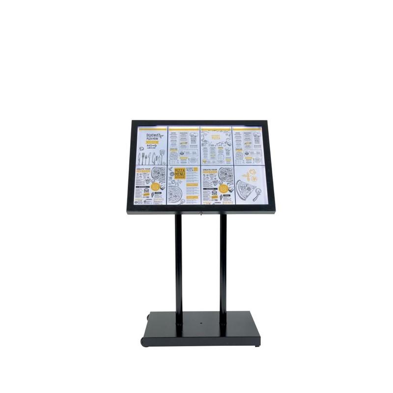 Porte-menu mural à LED blanches en acier noir 8xA4 | Securit - CU934_1