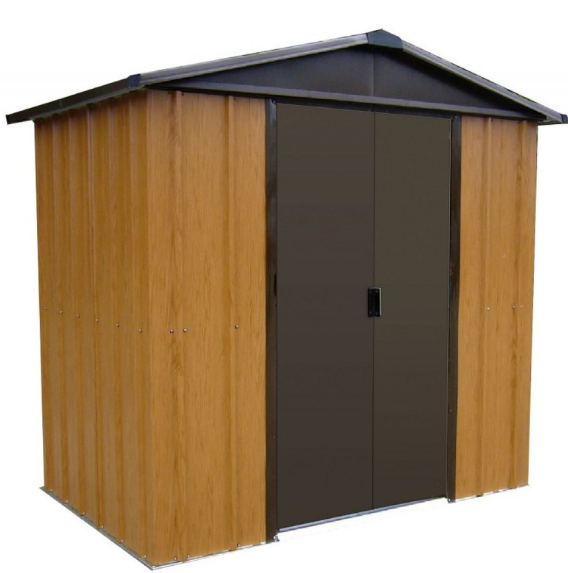 Abri de jardin métal aspect bois et marron 2,77m² - Kit d'ancrage inclus - YARDMASTER - Référence 9521_1