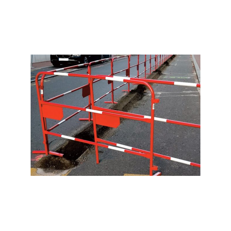 Barrière de chantier - Ø28 mm - Plaque latérale 33x16,5 cm - Rouge anti-UV - Bar28 - Marque VBMateriel_1