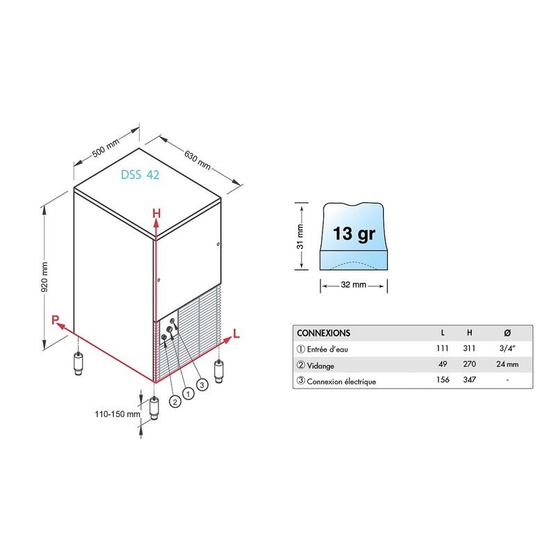 Distributeur automatique de glaçons production 44 kg/24h réserve 12kg condenseur air Brema_1