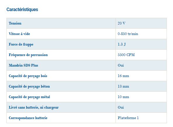 Perforateur & burineur - Hyundai - sans fil 20V - force de frappe 1.3J - HMPN20V_1