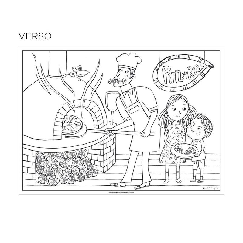 Set de table papier à colorier 100g/m2 motif Pizzeria 31x43cm - par 1000_1