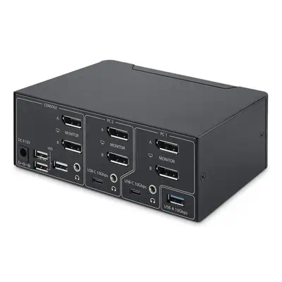 Switch KVM DisplayPort 2 Ports, 8K 60Hz / 4K 144Hz, DP 1.4, 2 Ports USB 10Gbps, 4 Ports USB HID, Com_1