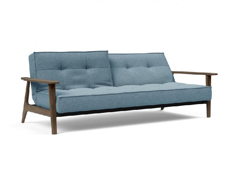 Canapé-lit design Innovation Living Splitback Frej - Convertible 115x210 cm - Chêne fumé - Tissu Mixed Dance Light Blue_1
