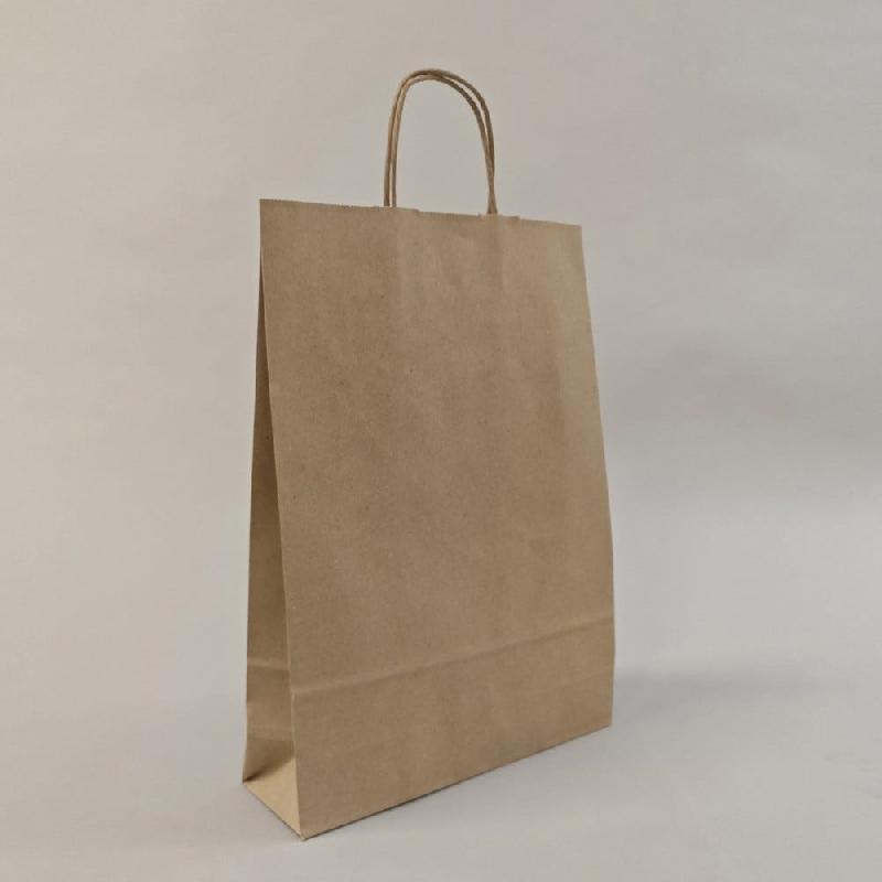 Sac kraft recyclé brun à poignées torsadées 24 x 8 x 34 cm par 50_1