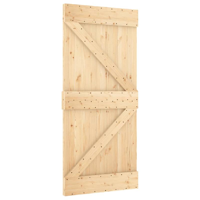 Vidaxl porte coulissante et kit de quincaillerie 90x210 cm pin massif 3203085_1