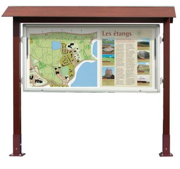 Vitrine aluminium bois - Taille d'affichage 8 à 27 A4 - Plexi chocs 4mm - Serrure de sécurité - Finition anodisée argent - Fabrication Française_1