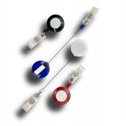 Zip enrouleur rond clip métal - Lot de 100 - Diamètre 3,2 cm - Cordon 59 cm - Référence : idp22c_1