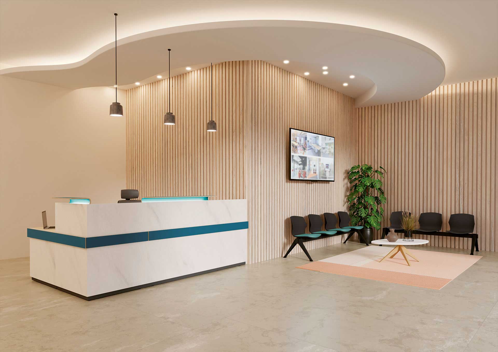 Banque d'accueil design Atlas - lignes aériennes, coloris ultra tendance et éclairage LED intégré_1