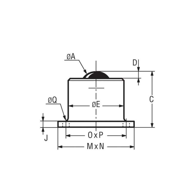 Billes à platine série type 44 - Guitel Hervieu - charge de 17 à 4000 kg - fixation par 2 ou 4 trous_1