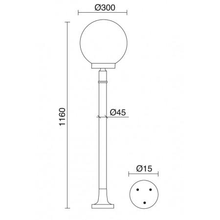 Borne classique Globi IP43 E27 42W Noir - Hauteur 1160 mm - Aluminium et design résidentiel_1