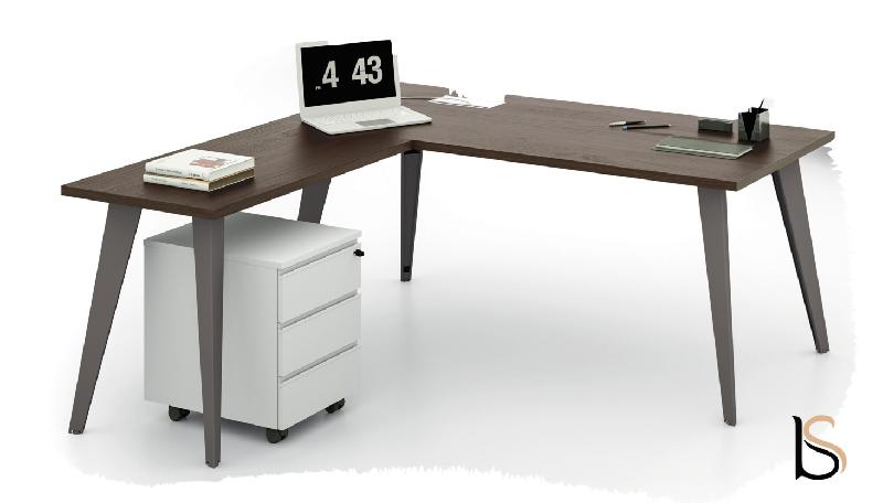 Bureau avec retour Pigreco - MARTEX - 140, Blanc, Anthracite, Gauche_2