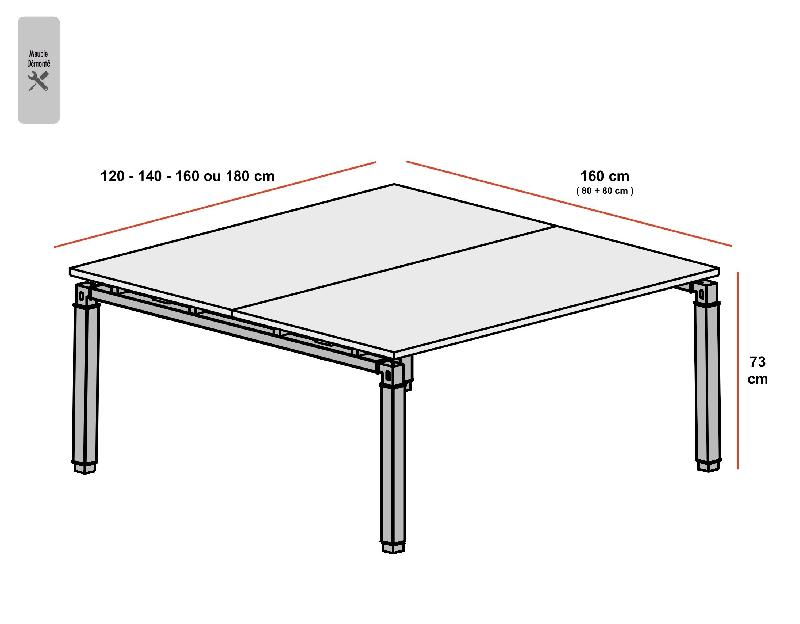 Bureau bench 2 personnes ROCK - MOBEL LINEA - 120, Acacia clair_1