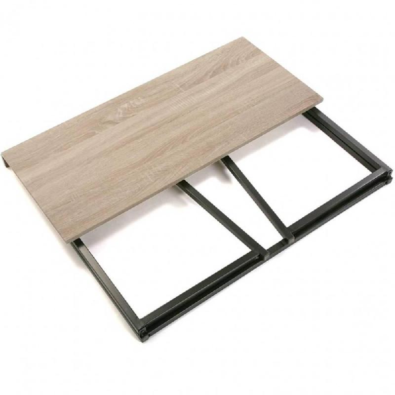 BUREAU STYLE INDUSTRIEL FOLDESK PLATEAU CHÊNE PIED METAL NOIR PLIABLE_1