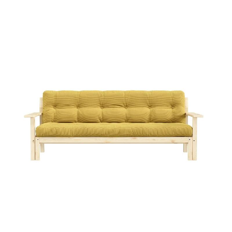 Canapé convertible futon UNWIND - Pin naturel - Coloris miel - 130 x 190 cm - Style scandinave_1