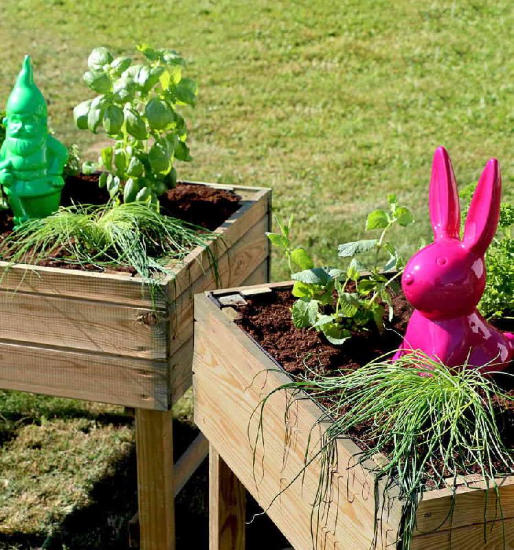 Carré potager mini gariguette en pin - 60 x 50 x 50 cm - 40L - avec géotextile et traitement autoclave_1