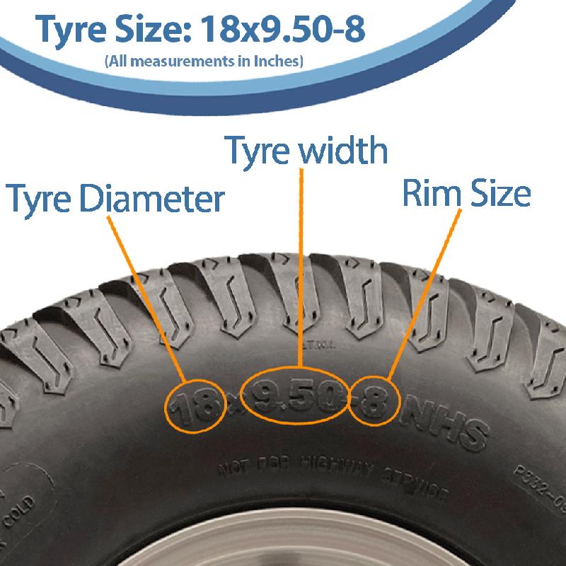 18x9.50-8 ATV Trailer Kit P332 Grass Pattern Wheels SPP Stub Axles, Hitch 750kgs_1
