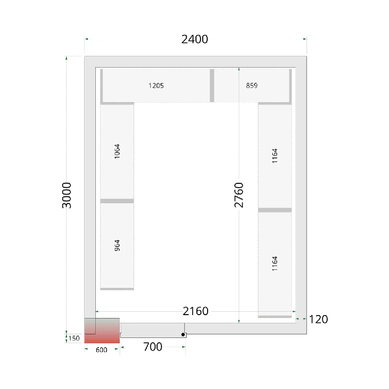Chambre froide négative CRNF2430 Blanc 2400 x 3000 x 2200 mm TEFCOLD_1