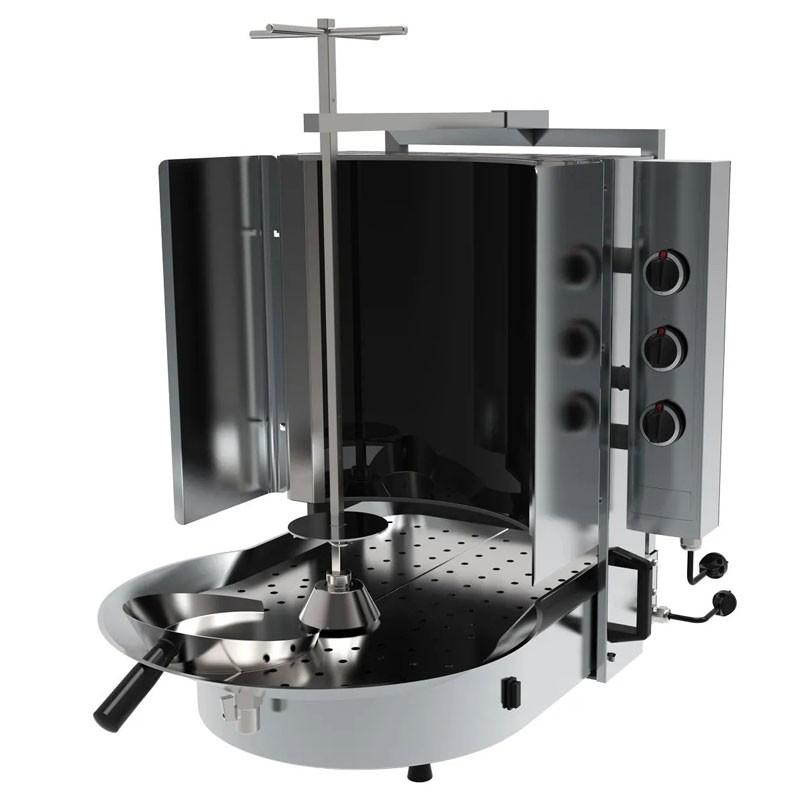 Grill Döner kebab gaz 6 brûleurs max 60 kg avec verre Robax - moteur en bas_1
