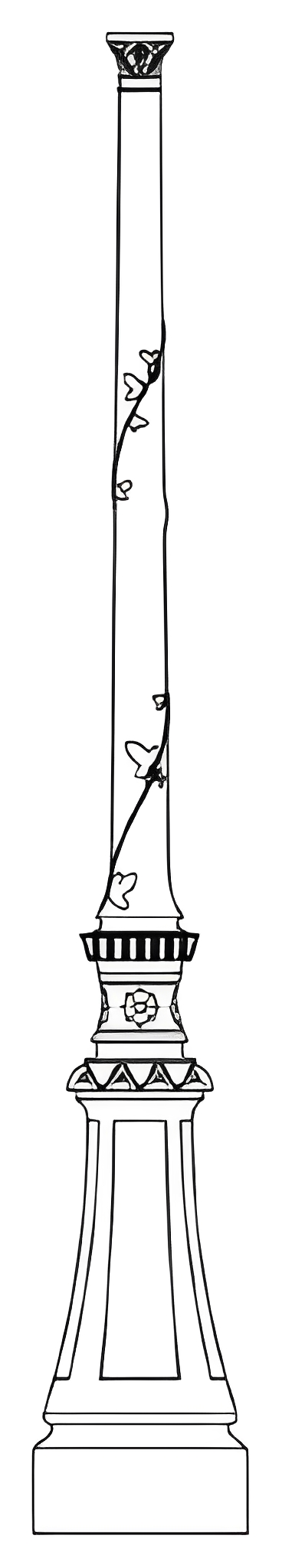 Mât d'éclairage public Vicomte 1 - hauteur 3.72 à 3.75 m - en fonte traditionnelle GL-250_2