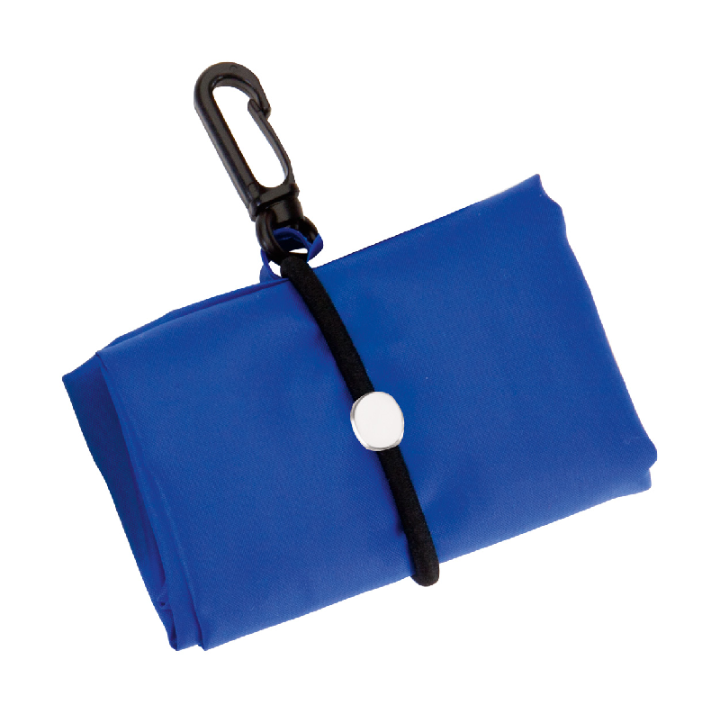 Sac shopping pliable - polyester 190T avec mousqueton en plastique - couleur bleu_1