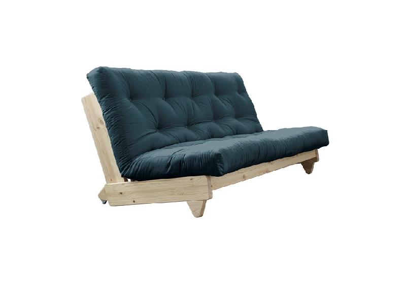 Banquette convertible Fresh - pin massif - bleu pétrole - couchage 140x200 cm - marque Karup_1