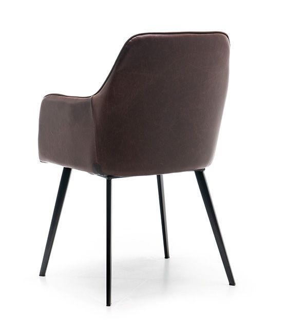 Fauteuil Romi - dossier matelassé, structure en acier noir, revêtement en similicuir Kavita_1