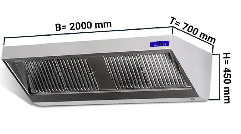 Hotte professionnelle dynamique 200x70 cm (moteur intégré)_1