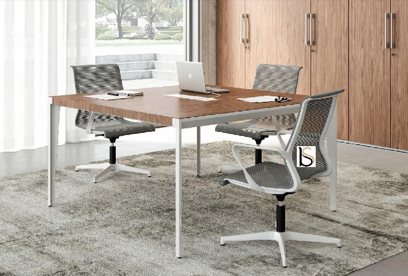 Table de réunion X9 pour 4 personnes - Officity. - Anthracite, Orme gris_1