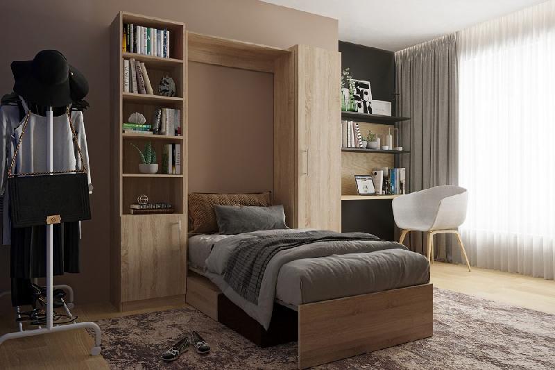 Composition lit escamotable chêne Dynamo Sofa - canapé intégré marron - couchage 90x200 cm - L201 cm_1