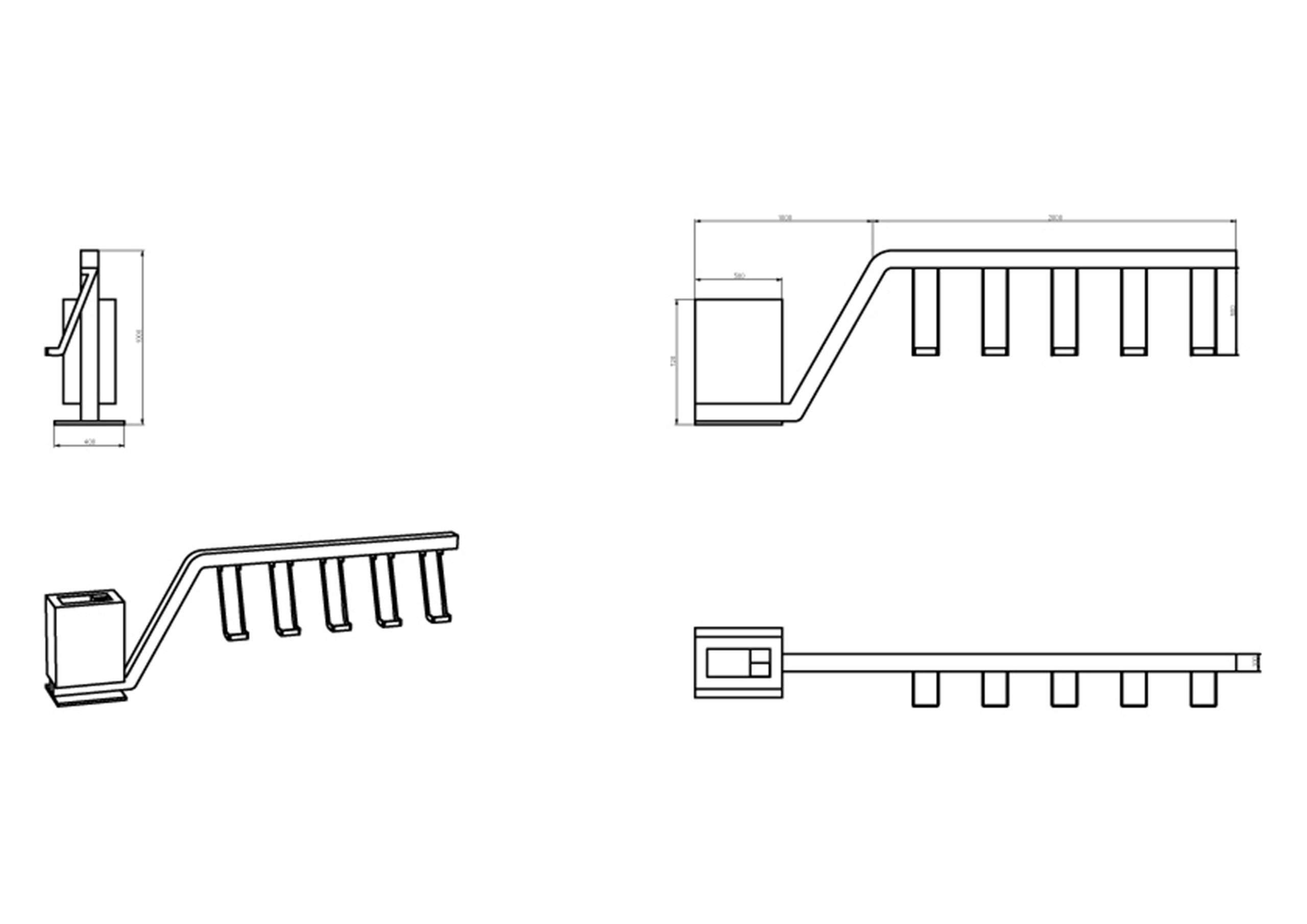 Rio con cestino - range vélos avec corbeille - The Italian Lab - dimensions L 3000, P 400, H 1000 mm_1
