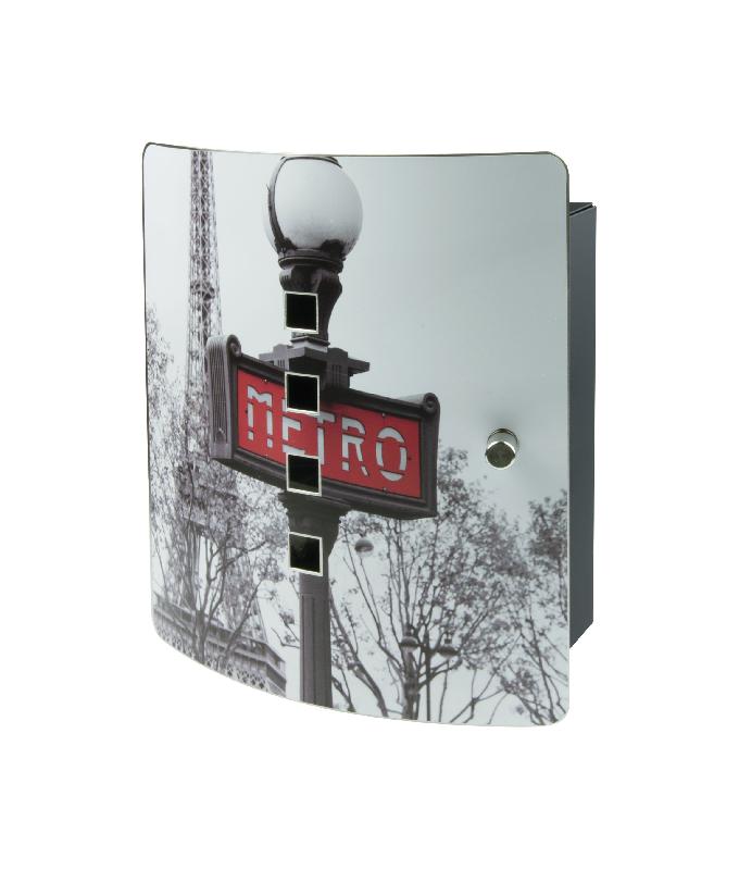 Armoire à clés - porte en acier inoxydable avec impression haute qualité - serrure magnétique - corps en acier galvanisé noir_1