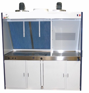 Double Labo DLP05 DUO : Laveur de pistolet et plan de travail - Ventilation 3600 m3/h - Plan de travail inox - Norme AFNOR T.35.013_0