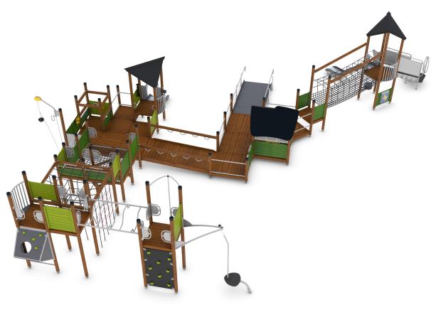 Structure multi-jeux 3 à 12 ans - Uniplay Buridos 8061729 - Hags - Poteaux et panneaux bois - Fondation à enterrer_1