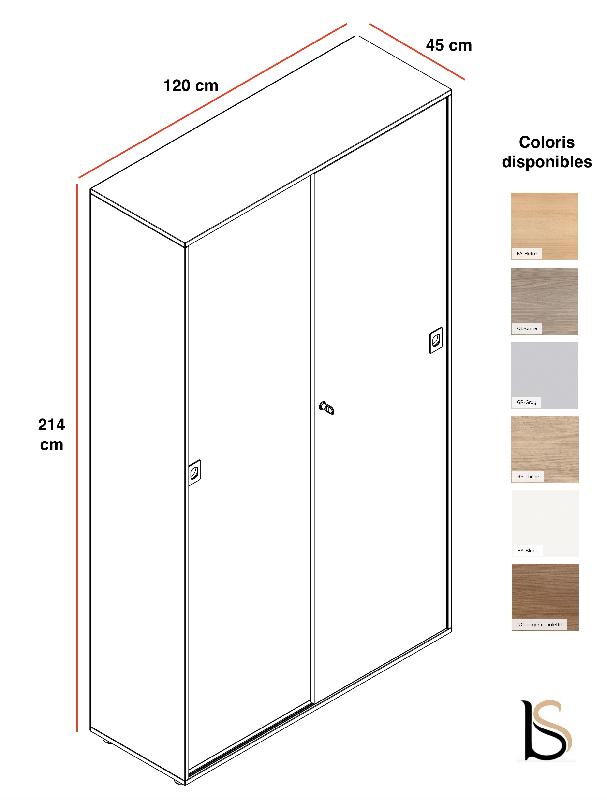 Armoire avec portes coulissantes - Quadrifoglio - Noyer Canaletto, Haute, Sans socle de finition_1