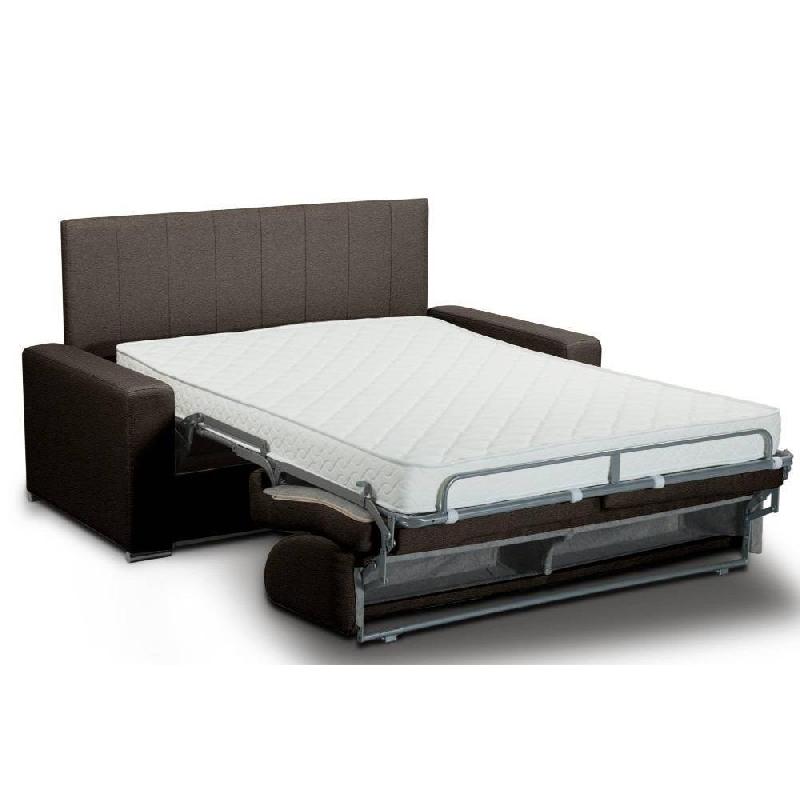 Canapé-lit CanapExpress - Lattes 160 cm - Matelas mémoire 22 cm - Tête de lit intégrée - Polyuréthane marron_1