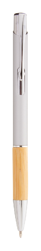 Stylo bille en aluminium - grip bambou - finition caoutchoutée - gravure laser effet miroir - encre bleue_1