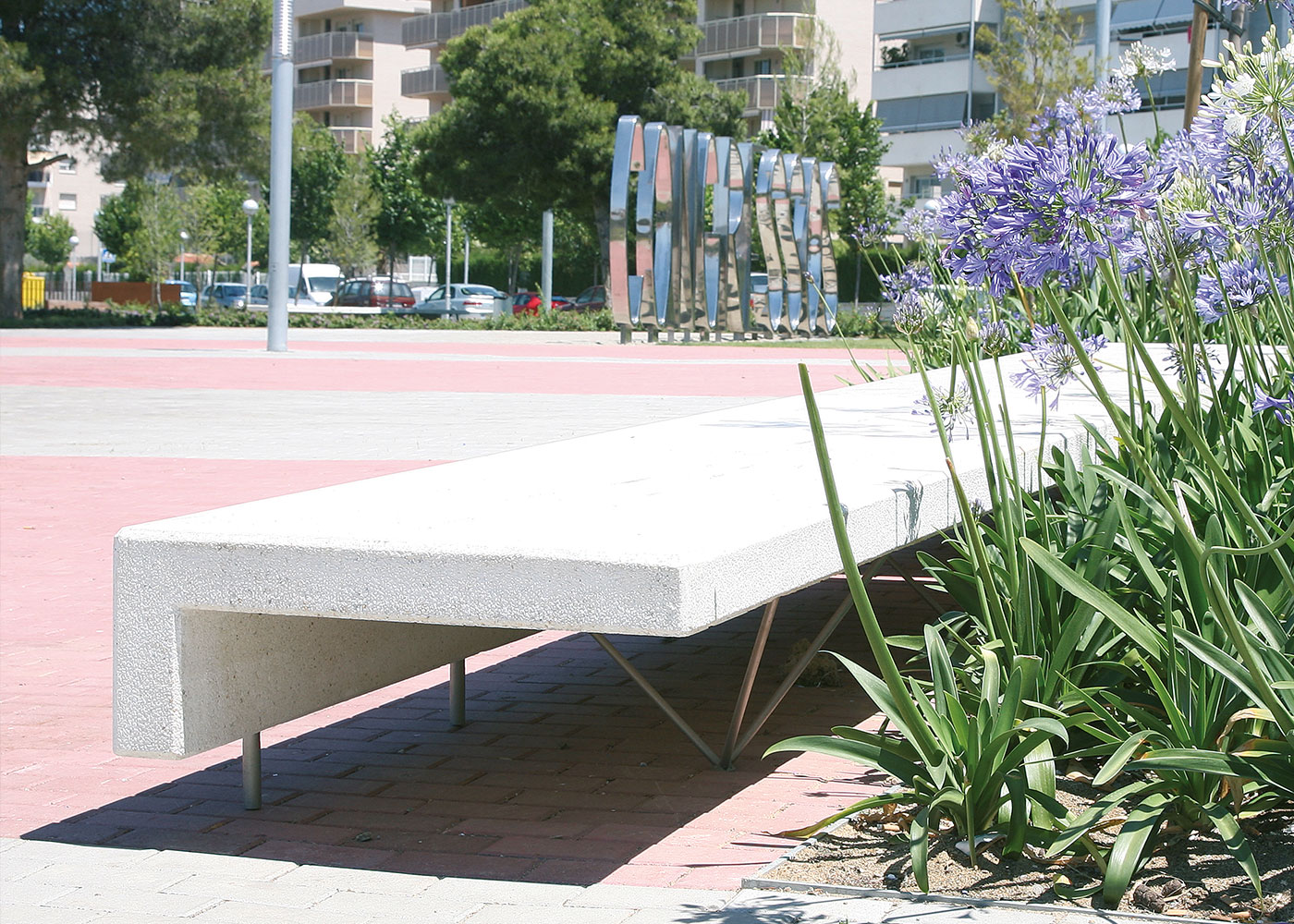 Banc public ELA MINI UM371L2 - siège en béton armé hydrofuge - structure en acier inoxydable_1