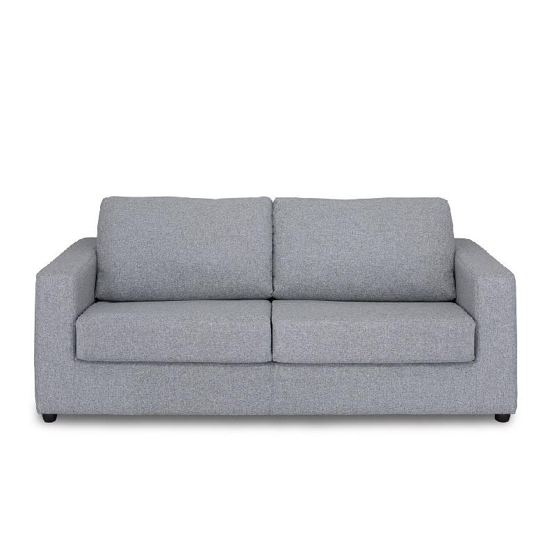 Canapé convertible PRIMO - Ouverture express 140 cm - Dossier moelleux - Matelas 14 cm - Tweed gris clair_1