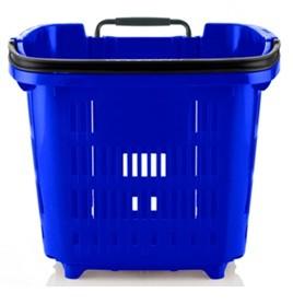 Panier libre service - 34 litres - Double anse extensible - Polypropylène - Bleu, vert, rouge_1