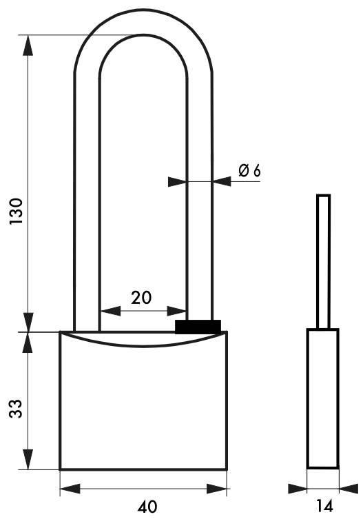 Cadenas à clé Thirard - Type 1 - 40 mm anse haute - Anticorrosion, corps laiton chromé, anse inoxydable_1