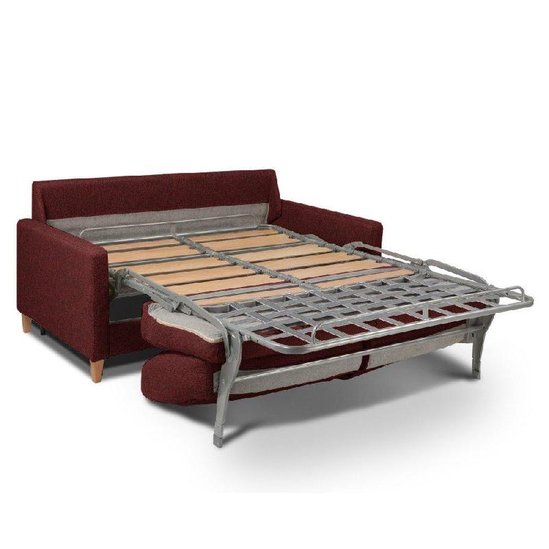 Canapé convertible OGGETTO - Matelas 16 cm - Système express - Sommier à lattes 160 cm - Microfibre Bordeaux - RENATONISI_1